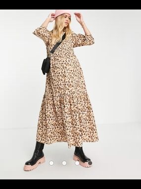 casual pink midi dress with sleeves Yvonne Puff Sleeve Midi Dress FUCHSIA / XS by Sugarlips